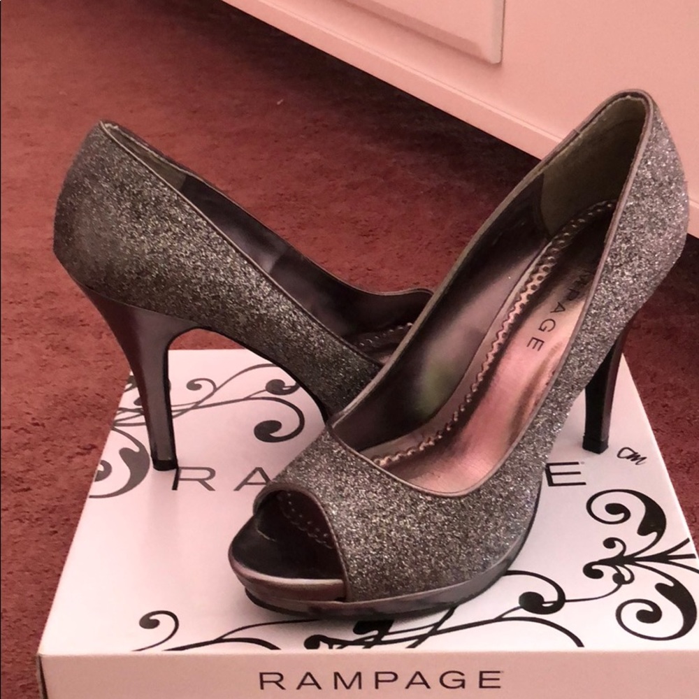 Silver sparkle heels
